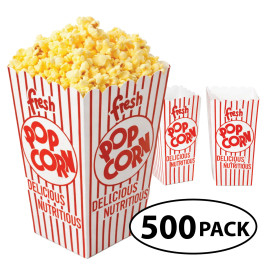 500 Classic Red & White Popcorn Scoop Boxes – 0.79 oz Square-Bottom Popcorn Containers for Easy Serving