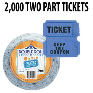 Raffle Tickets 2000 ct Double Roll Tickets - Blue
