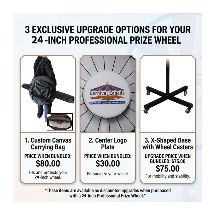 24 Inch Pocket Insert Custom Prize Wheel with Bonus Extension Base 