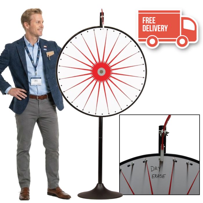 36 Inch Dry Erase White Prize Wheel  with Bonus Extension Base 
