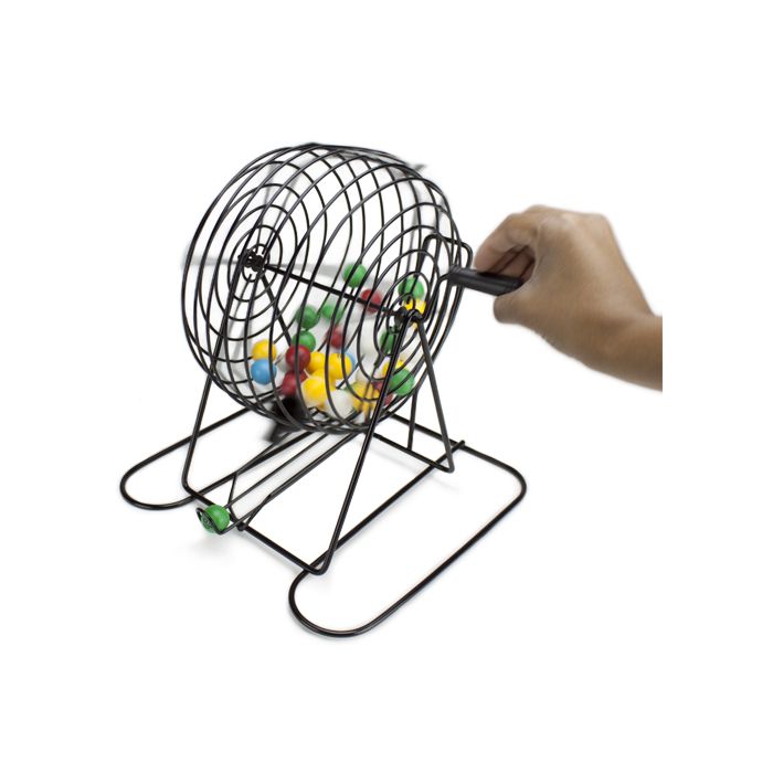 Bingo Game Set Deluxe JUMBO  9-Inch Bingo Game with Colored Balls, 500 Bingo Chips and 100 Bingo Cards