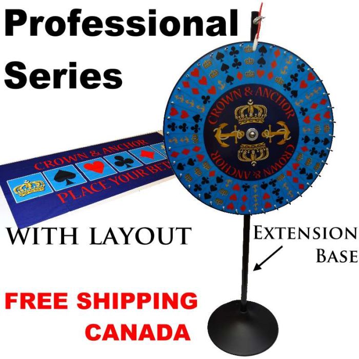 36 inch Crown & Anchor Prize Wheel with Extension Base & Layout