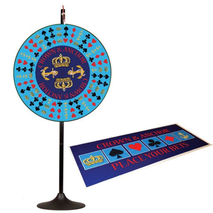 36 inch Crown & Anchor Prize Wheel with Extension Base & Layout