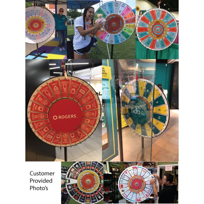 36 Inch Pocket Insert Customizable Prize Wheel with Bonus Extension Base 