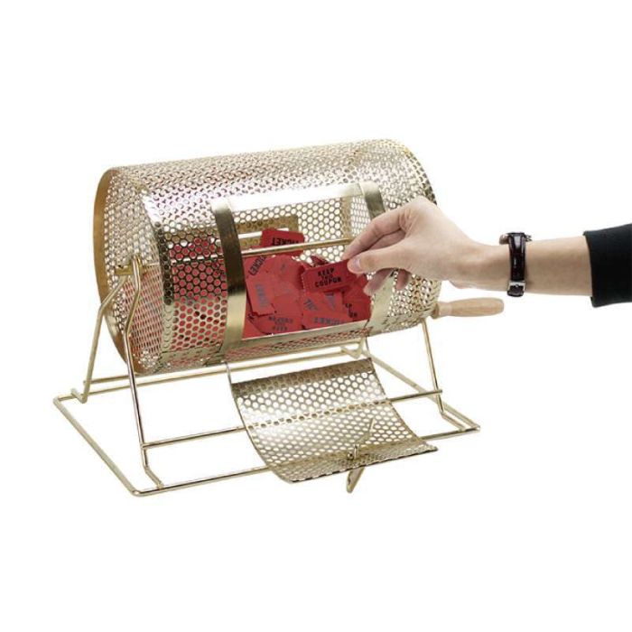 Raffle Drum BRASS SMALL Holds up to 2,000 Tickets