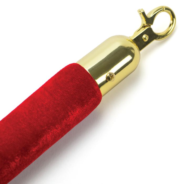 Stanchion Red Velvet Rope with Gold Accents 