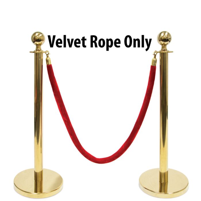 Stanchion Red Velvet Rope with Gold Accents 